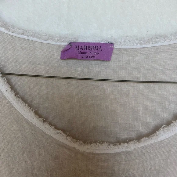 Marisima Linen Boho Chic Peace Sign Womens Top Made in Italy OS NWOT - Picture 4 of 10